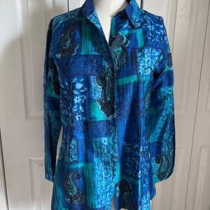 Chicos Blue Beaded Tunic